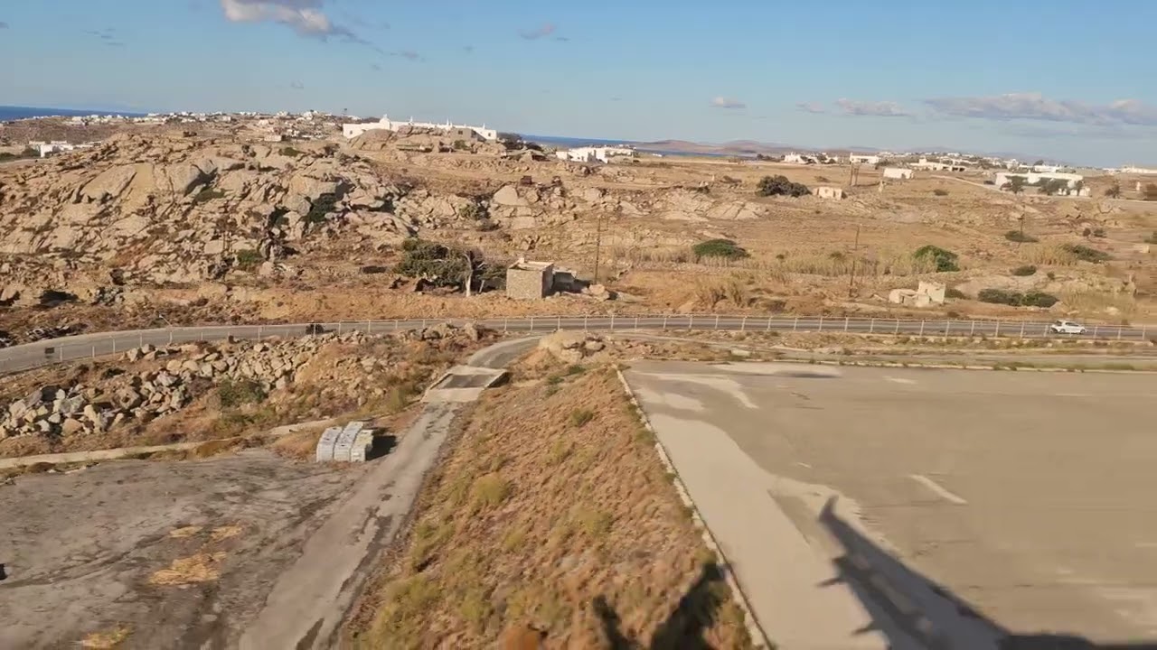 landing in Mykonos, Greece - JMK LGMK