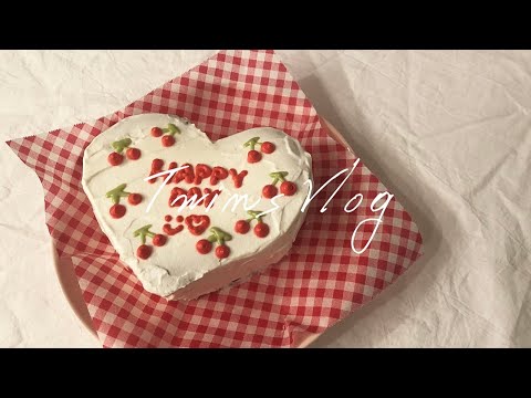 Vlog 27 韓国ケーキ センイルケーキ デコレーションケーキ 簡単スポンジケーキ おうちカフェ Korean Cake Birthday Cake Home Cafe Youtube