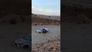 Israeli rescue teams saved a truck driver caught in sudden flash floods