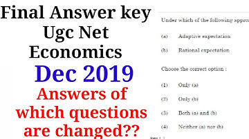 Ugc Net dec 2019|| which answers are changed || final answer key economics