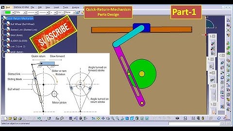 Design Quick-Return-Mechanism Parts using Sketcher, Part Design, Generative shape Design in CATIA V5