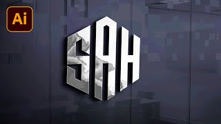 Logo Design Illustrator | SAH Logo Design | Hexagon letter logo illustrator | Grid logo Design