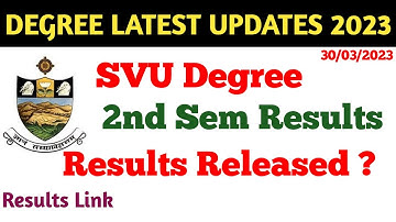 SVU Degree 2nd Semester Results Update || SVU UG Results Latest Update Results Link in Description