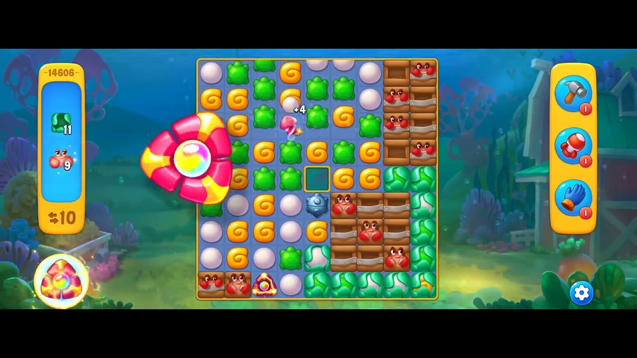 Fishdom Easy Level 14606 (with full seashell [Super Lightning] & timed ...