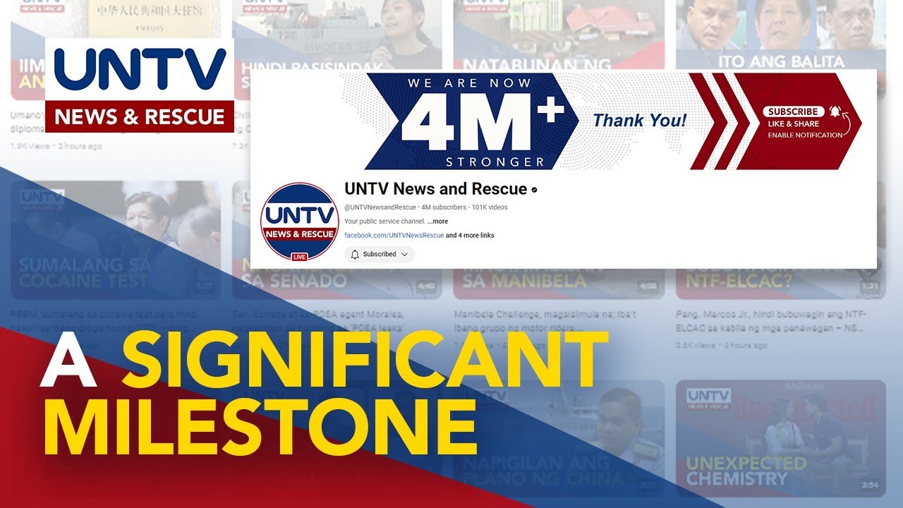 UNTV News and Rescue marks 4M subscribers on Youtube - YouTube