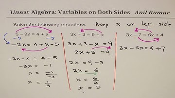 Solve Linear Equations with Variables on Both Sides Algebra 1 - EDEXCEL - GCSE - SAT