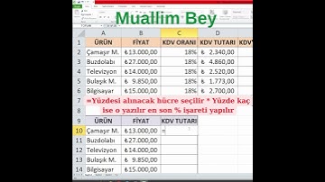 Excel KDV hesaplama - Yüzde alma işlemi