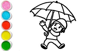 Pocoyo With Umbrella Drawing, Painting And Coloring For Kids And Toddlers Step By Step Drawing