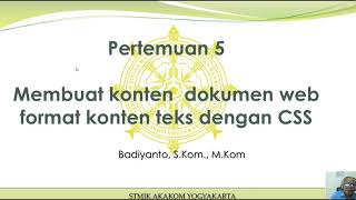 Pertemuan 5 Kuliah Pemrograman web Client