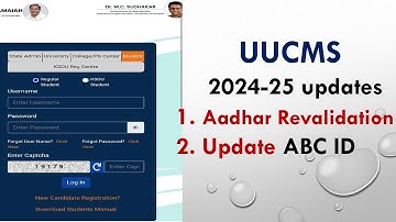 UUCMS updates 2025-26| Aadhar Revalidation | ABC ID | Course Registration