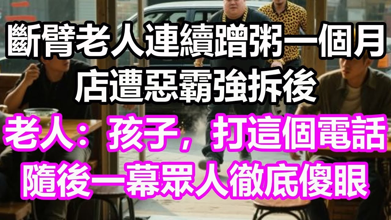 斷臂老人連續蹭粥一個月，店遭惡霸強拆後，老人：孩子，打這個電話！隨後一幕眾人徹底傻眼了，竟然   #淺談人生#民間故事#孝顺#儿女#讀書#養生#深夜淺讀#情感故事#房产#晚年哲理#中老年心語#養老