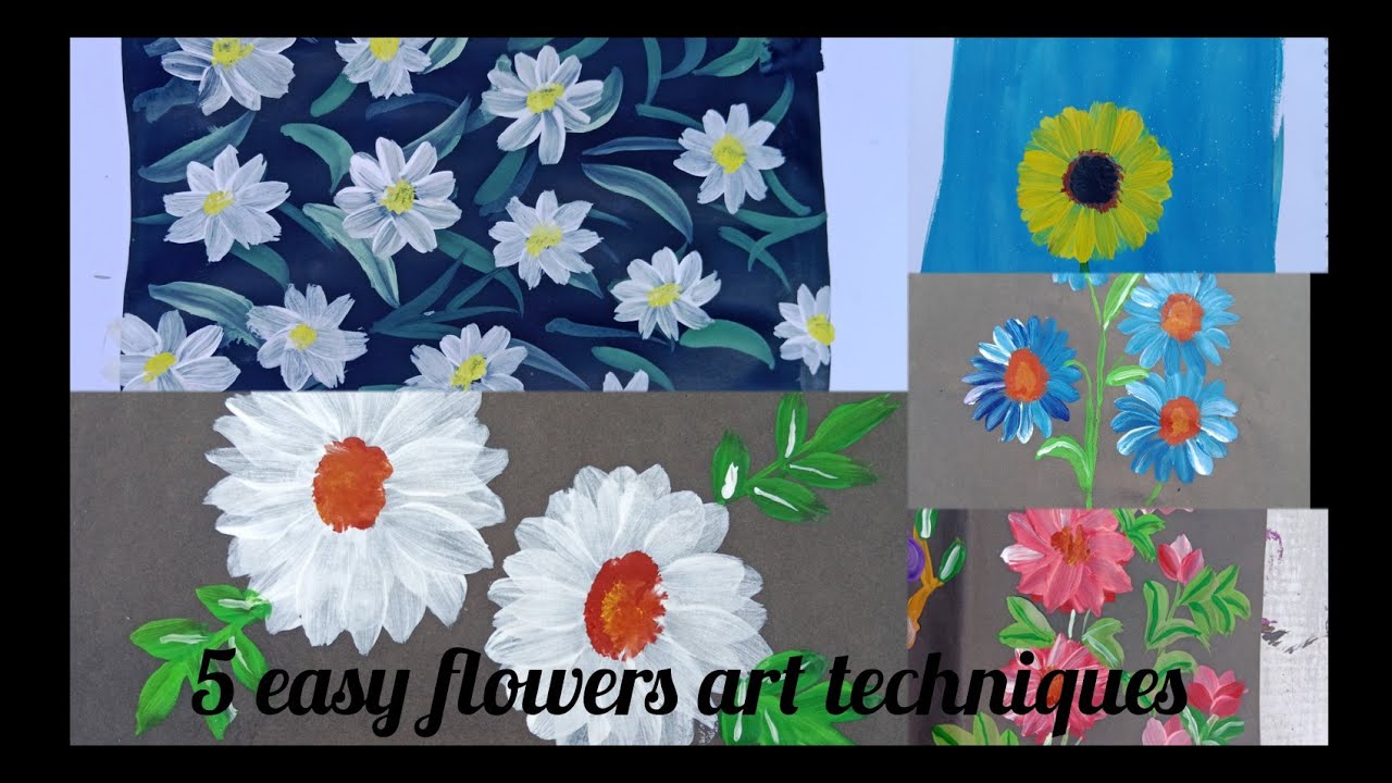 5 Easy Flowers painting techniques।। Amazing art ️ #art #painting # ...
