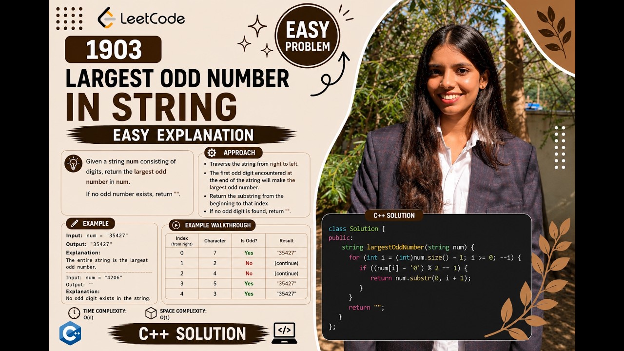 LeetCode 1903 | Largest Odd Number in String | Easy Problem | C++