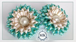 Резинки для волос из узкой ленты 0,6 см. Канзаши. МК. /DIY. Kanzashi. Scrunchy.