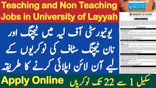 Apply Online for Teaching and Non Teaching Jobs 2024 | University of Layyah Campus Lecturer Jobs