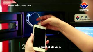 Coin/Banknote/Card Operated Cell Phone Charging Kiosk by Winnsen, Network Digital Signage Option