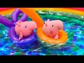 Peppa Pig limpa a casa e aprende a fazer boias com bexigas! - Vídeos com brinquedos de pelúcia