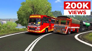 Kerala Bus Drives on Amazing Hairpin Road | Heavy Traffic on State Highway | ETS2