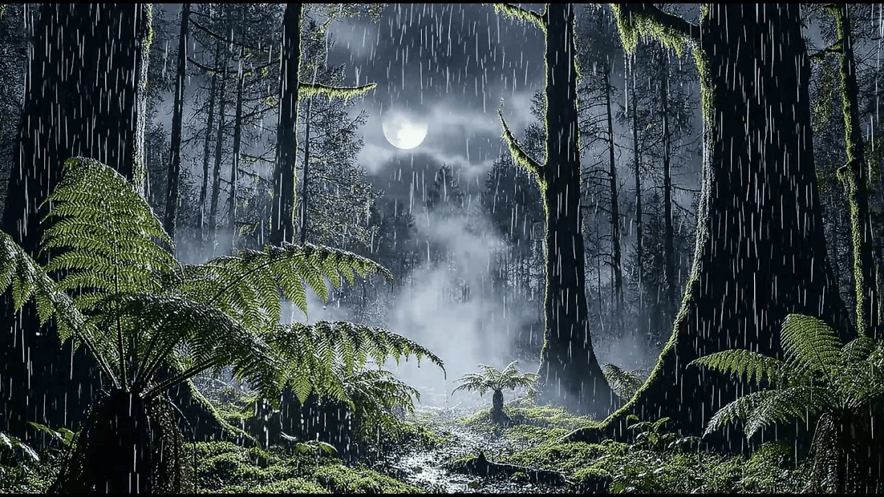 🌧️ Cinematic Rain in Forest | Peaceful Stream & Misty Tropical Nature Ambience