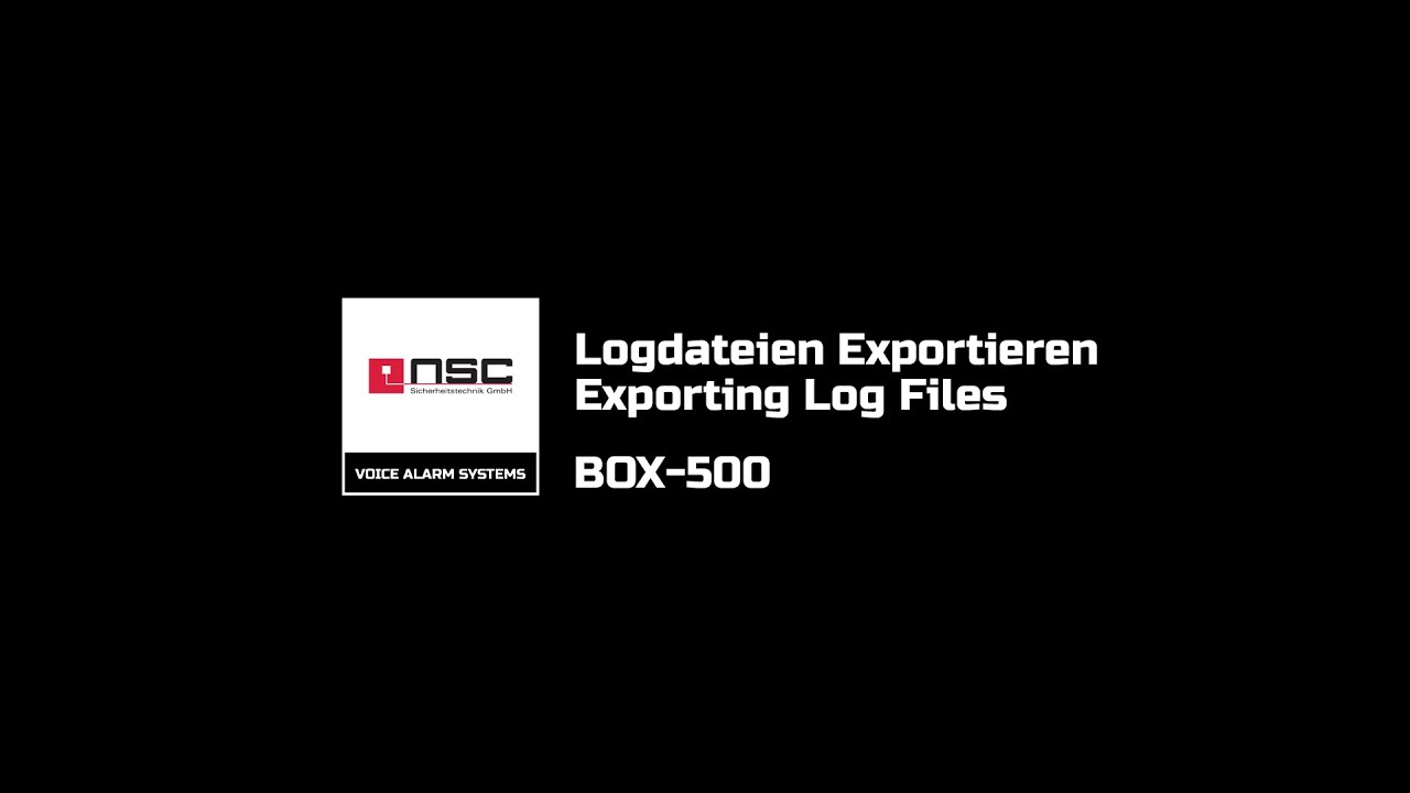 Logdateien Exportieren - Exporting Log Files - BOX 500 - YouTube