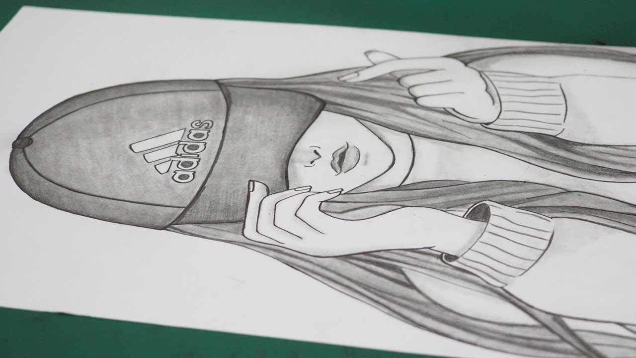 How To Draw a Girl With Cap Using Only ONE Pencil YouTube
