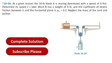 *14–24. At a given instant the 10-lb block A is moving downward  Engineering Mechanics Dynamics
