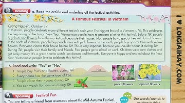 Reading - Lesson 3 - Unit 4: Festivals and Free Time - Tiếng Anh 6 - iLearn Smart World