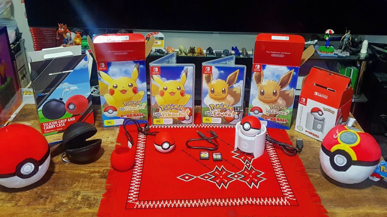 Unboxing: Pokemon Let's Go Pikachu Eevee Plus + Charge Stand + Silicon Grip - YouTube
