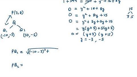 8. If the point A(2, –4) is equidistant from P(3, 8) and Q(–10, y) then find the values of y.