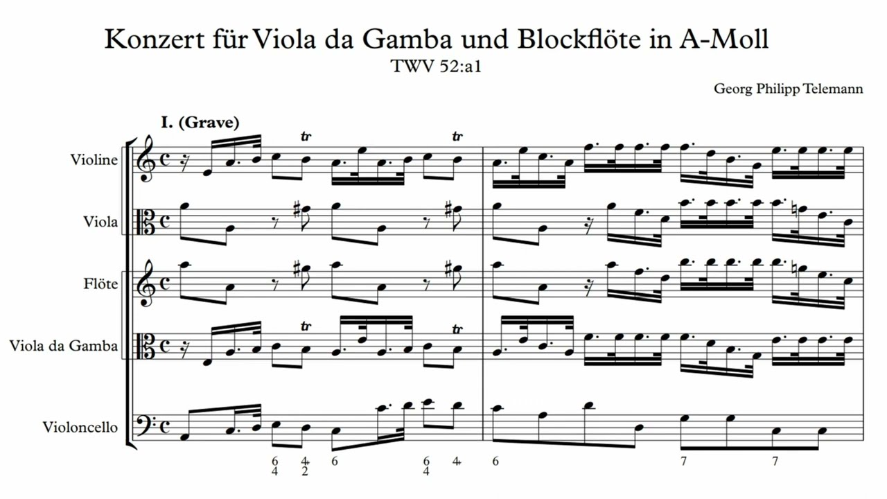 G. Ph. Telemann - Concerto for Recorder and Viola da Gamba in A minor, TWV 52:a1 (BBO)