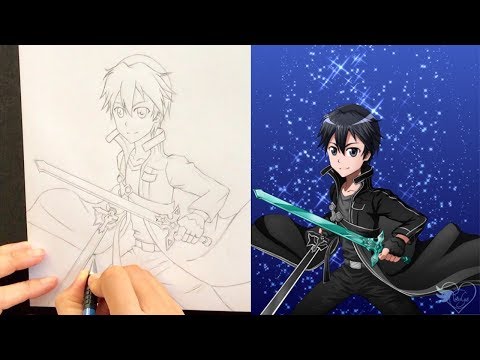 Dessin Papier Crayon Kirito Sword Art Online Fan Art Tuto