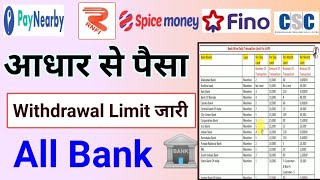 Aadhar Withdrawal Limit All Bank।Aeps Withdrawal Limit All Bank