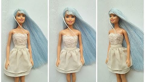 Hướng dẫn may tóc cho búp bê bằng chỉ - Doll wig tutorial