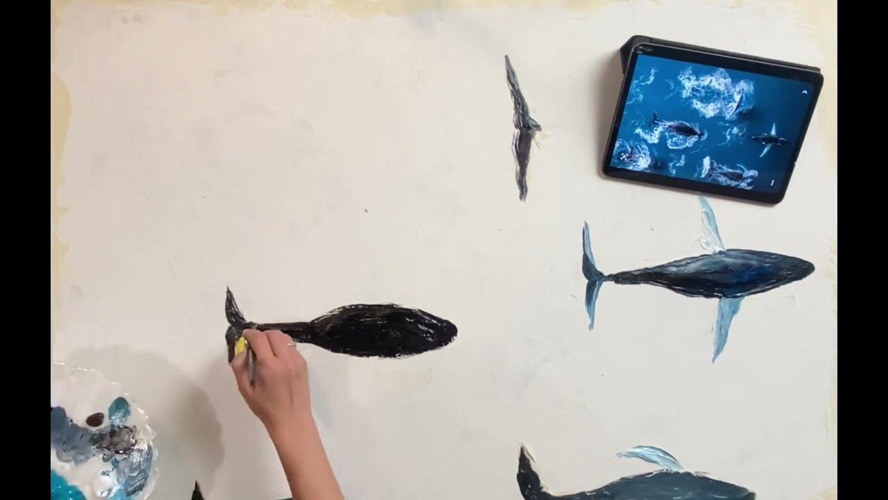 Объёмное панно с китами и эпоксидной смолой - YouTube
