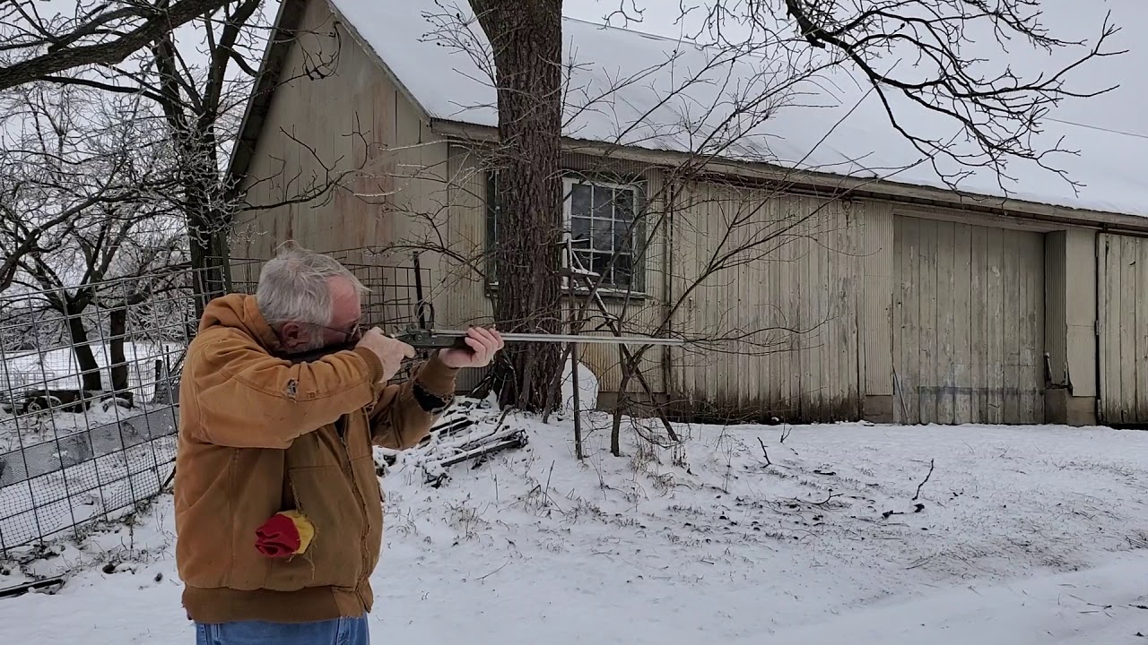 Friend firing an antique Girandoni type airgun
