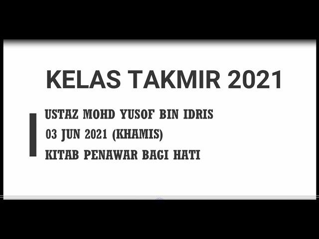 KELAS TAKMIR 3 JUN [ REDHA AKAN QADA' ALLAH ] KITAB PENAWAR BAGI HATI class=