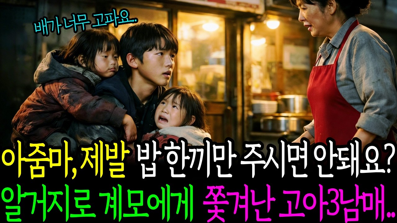 아줌마 제발 밥한끼만 주시면 안돼요? 알거지로 계모에게 쫓겨난 고아3남