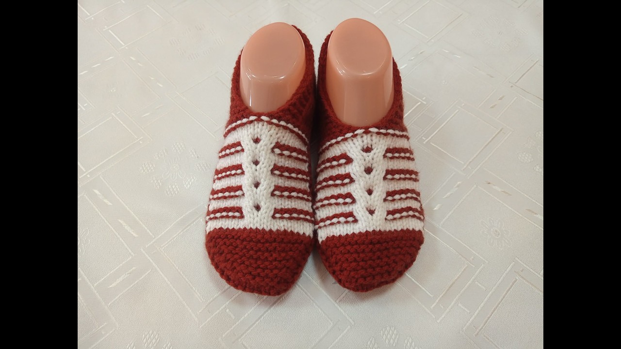 Плетени Терлици #154  (Knitted Slippers) (Тапочки спицами) (Patik) (Pantufas passo a passo)