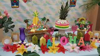 Hawaiian themed party - Aloha birthday party setup and decor