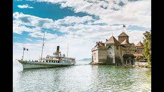 Trip to Switzerland's Beautiful Chillon Castle with a magnificent LA SUISSE paddle steamboat!