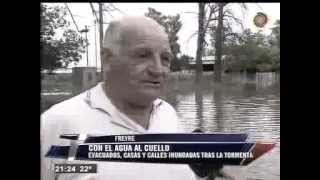 Freyre bajo el agua. Lluvia e inundaciones en la localidad cordobesa. Telenoche. canal doce.