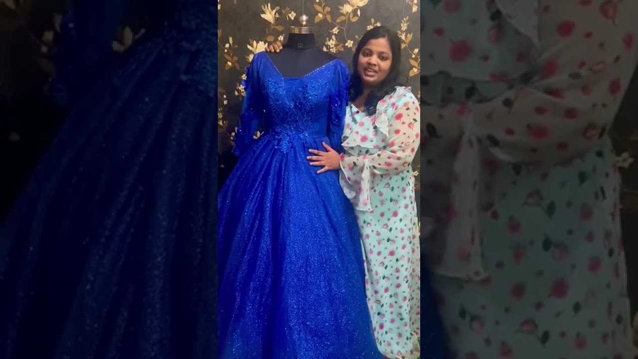 Sorcerous Blue Color Floor Length Readymade Wedding Gown
