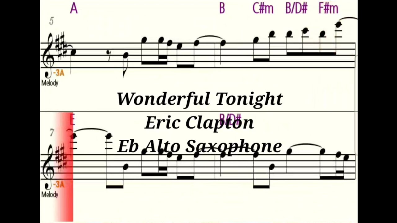Wonderful Tonight Eb Alto Saxophone Play Along Sheet Music