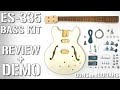 Semi-Hollow ES-335 Style BASS DIY KIT REVIEW and DEMO (HB Bass from The Fret Wire)