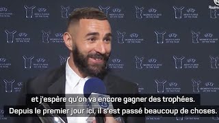 La réaction de Karim Benzema après son titre de meilleur joueur UEFA de l'année 2022