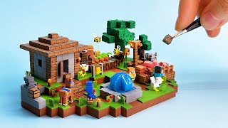 Making Minecraft Bee Farm Village Miniature - clay ASMR screenshot 4