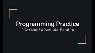C++ Programming Examples 08-8 Creating Overloaded Functions