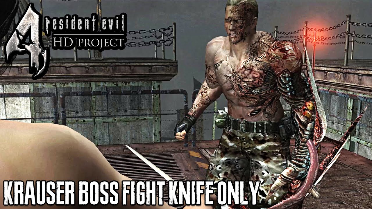 Resident Evil 4 VR - Krauser Boss Fight (4K 60FPS) Knife Only 