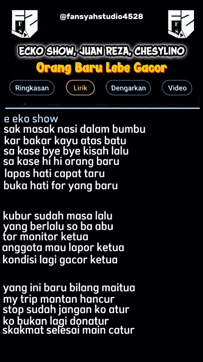 ECKO SHOW, JUAN REZA, CHESYLINO - ORANG BARU LEBE GACOR LIRIK/Lyrics || #shorts  #lagutimur  #2025