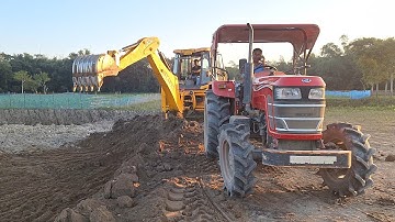 Jcb 3dx Plus Loading Mud Mahindra Yuvo Tech Plus 575 4WD | Mahindra SP Plus 575 | Villageforwork